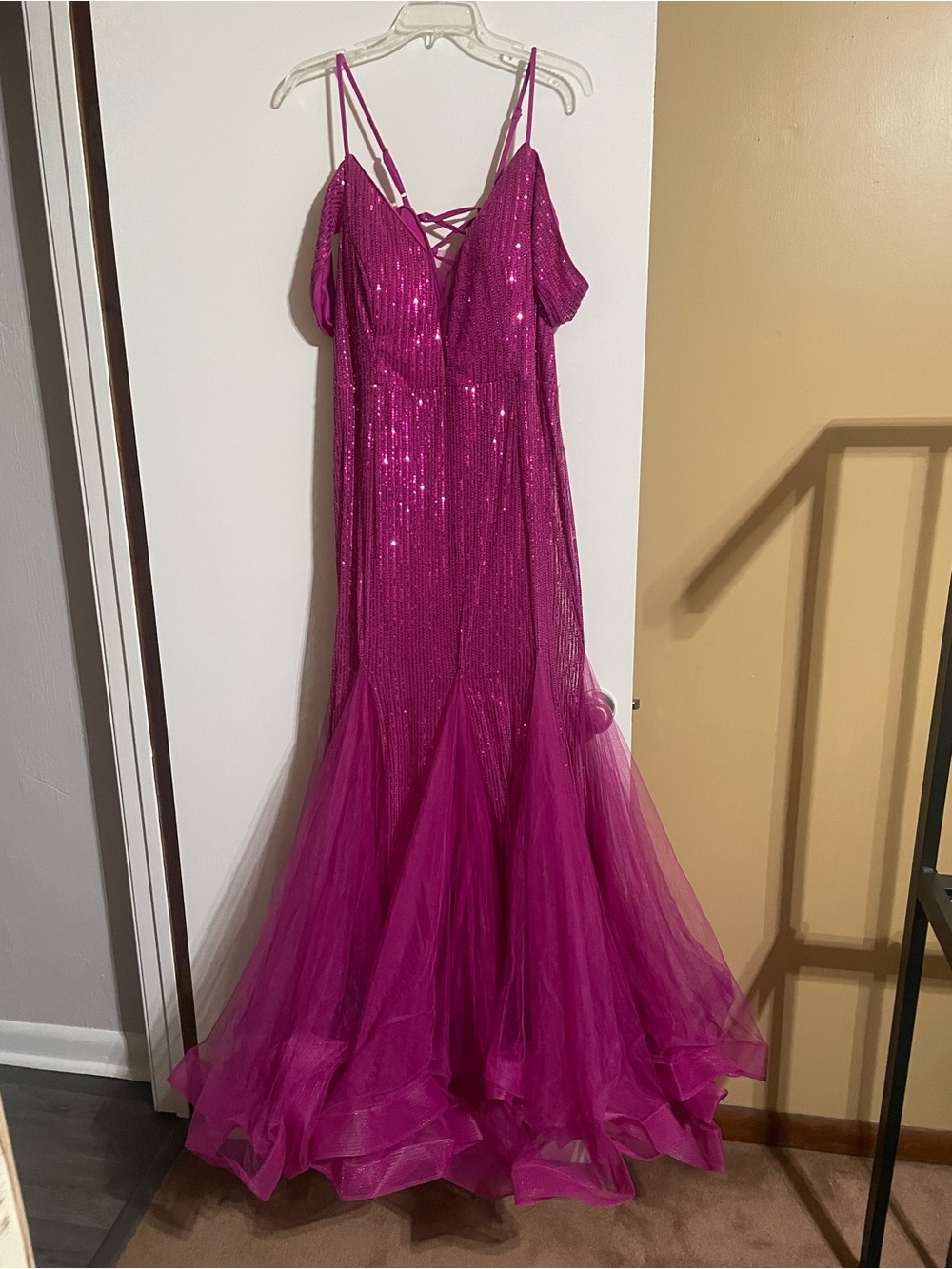 Fuchsia Sequin Tulle Party Dress